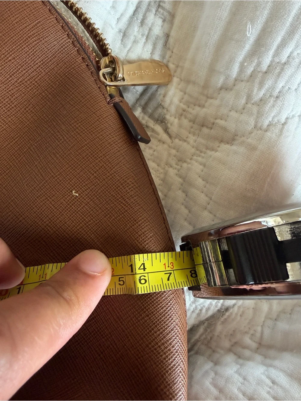 Tory Burch Blush Taupe Pebbled Leather Tote with Gold Logo